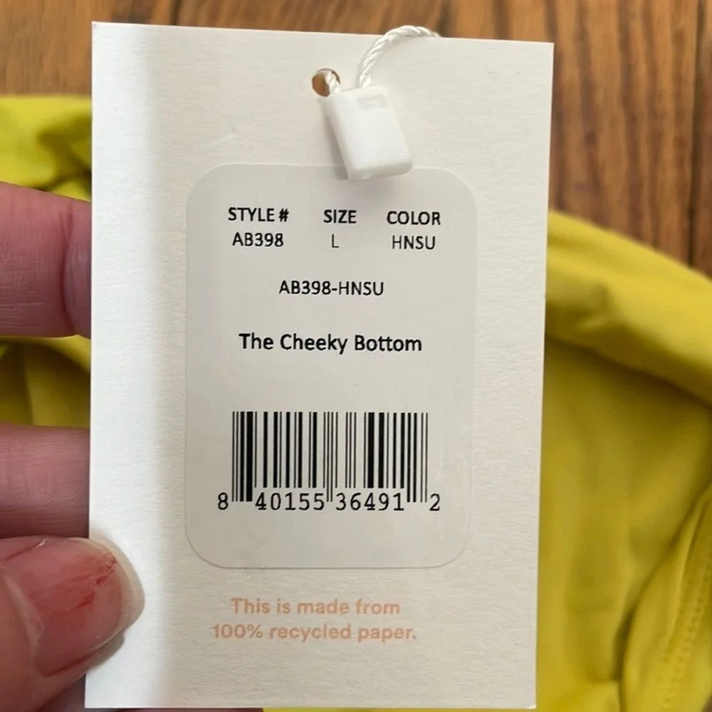 Andie Swim The Cheeky Bottom Bikini Swimsuit Honeysuckle Yellow Size L NWT‎